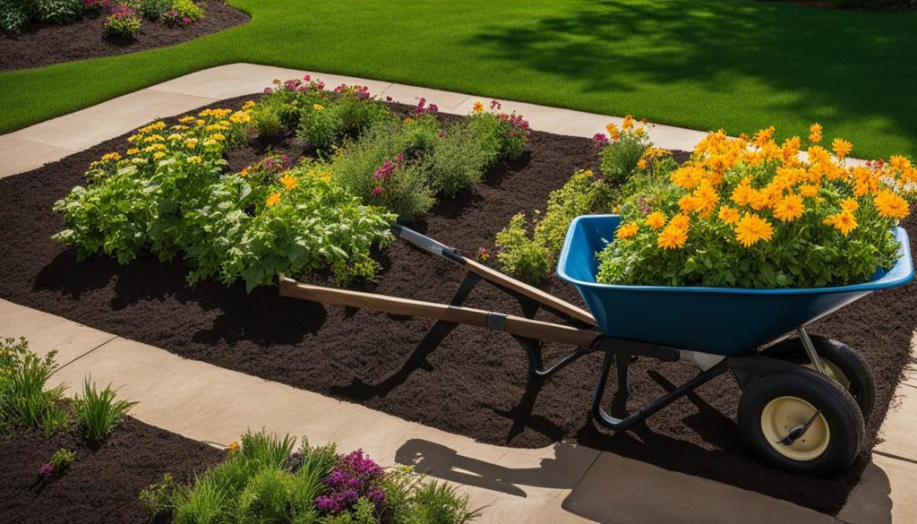 how to apply mulch to flower beds