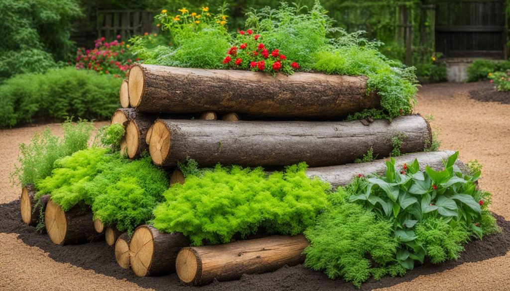 raised garden bed with logs